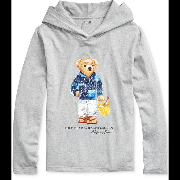 polo bear long sleeve hooded t shirt